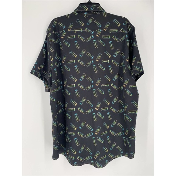 Truly Hard Seltzer Shirt Men 2XL XXL Black Neon Hawaiian Party Button Up Stretch - Picture 5 of 7